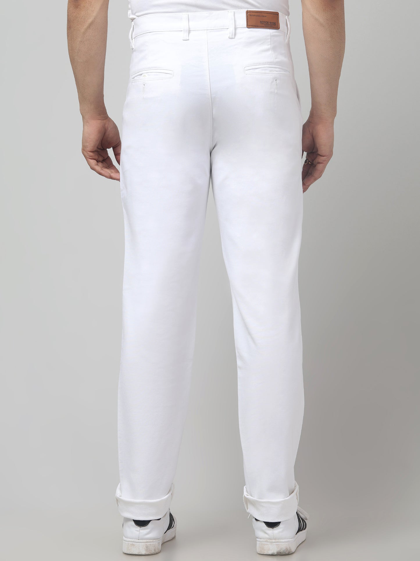 Men's White Regular Fit Casual Trouser