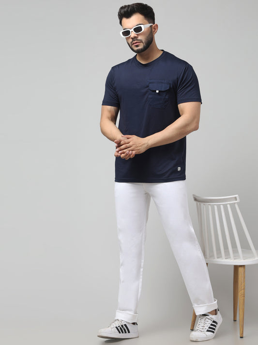 Men's White Regular Fit Casual Trouser