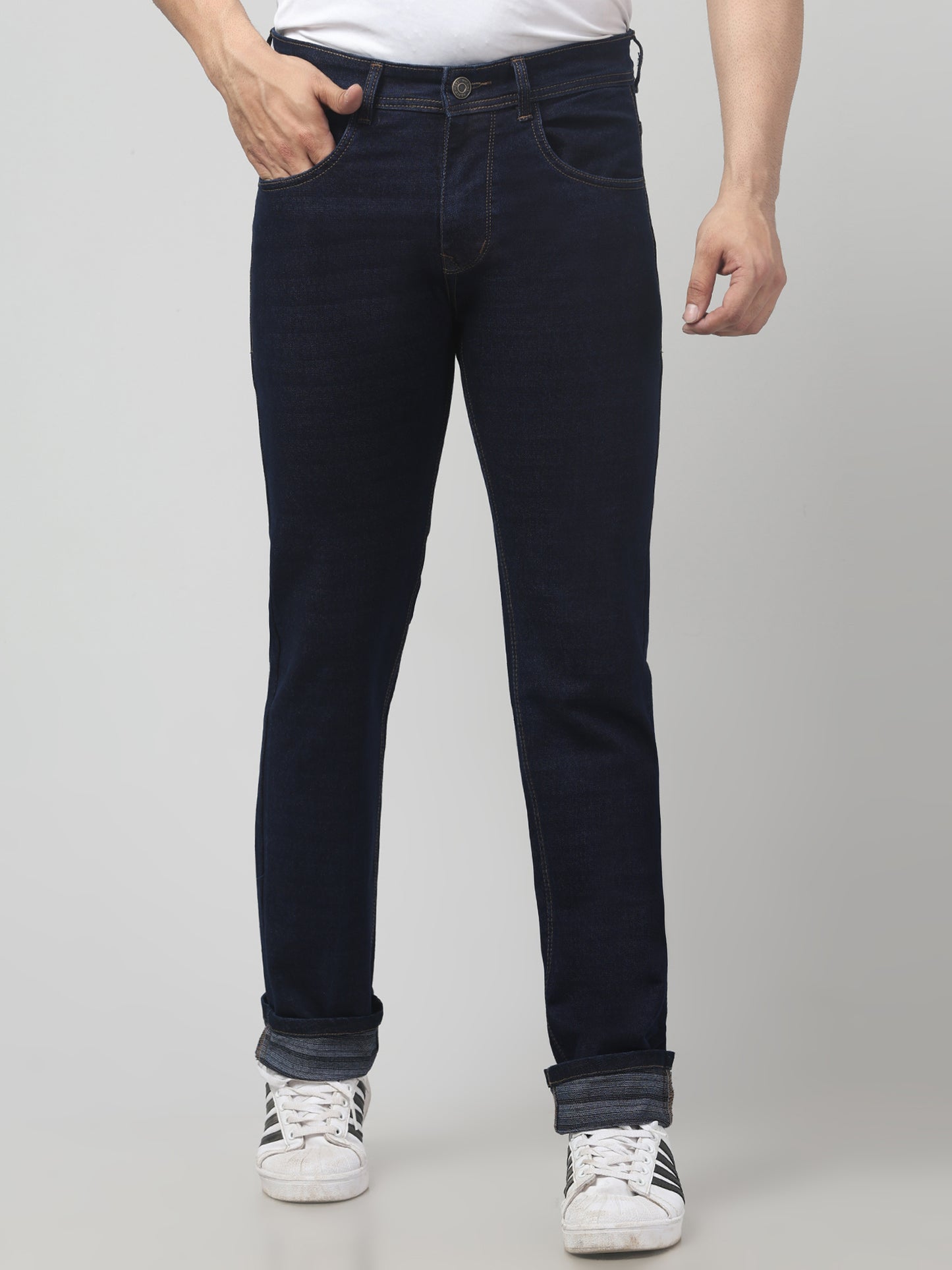Men's Navy Blue Regular Fit Jeans