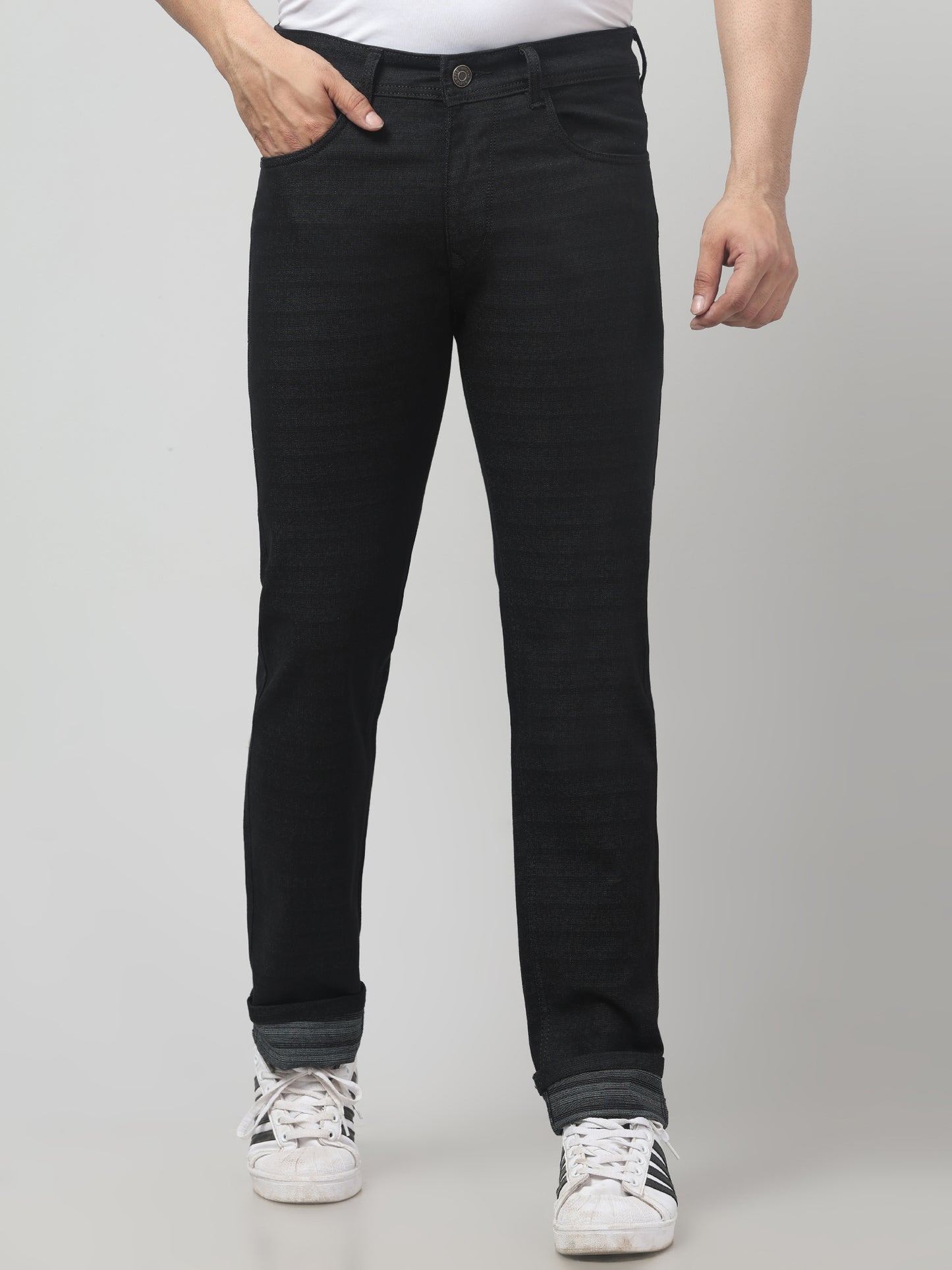 Black Regular Fit Cotton Jeans