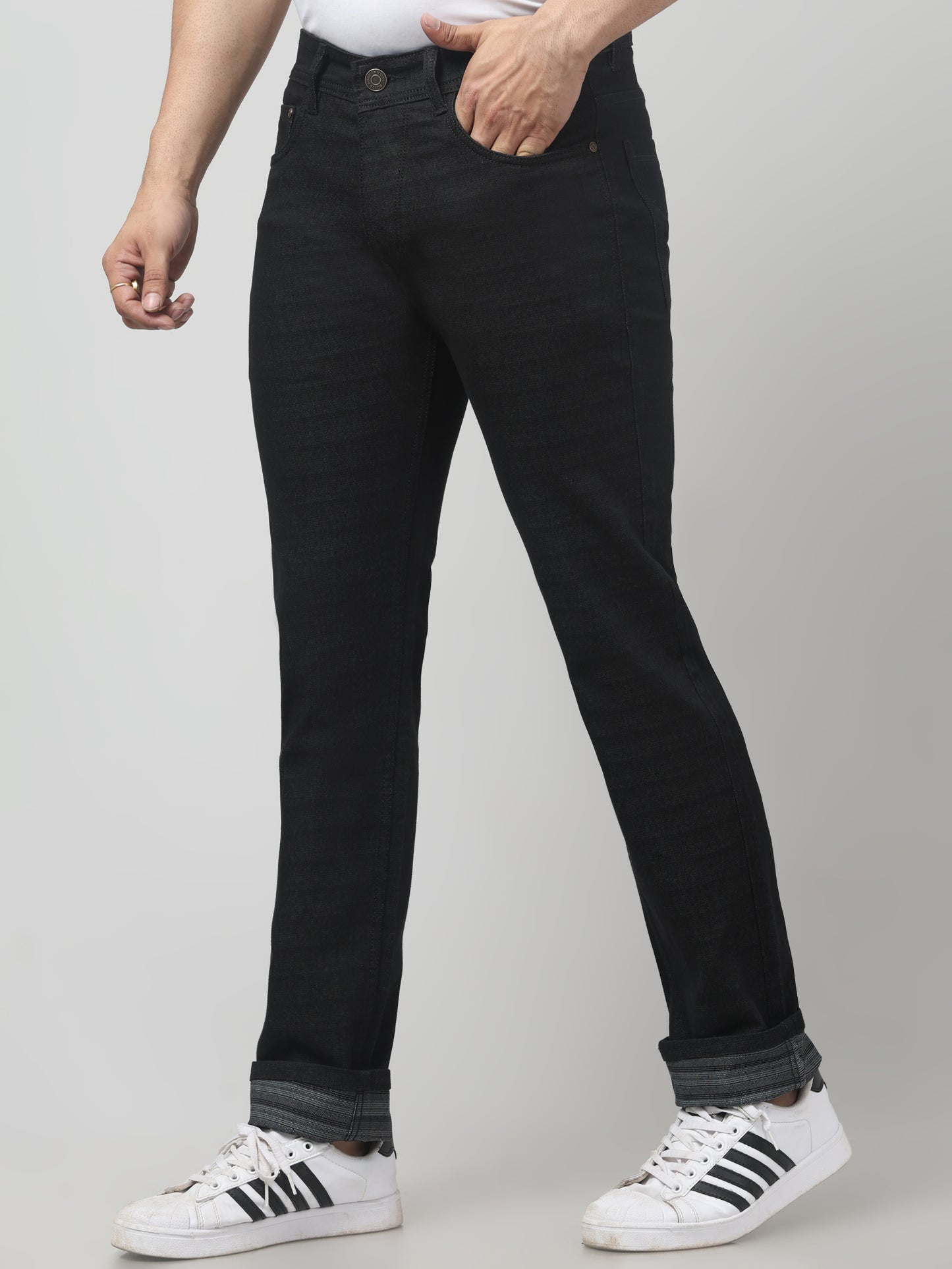 Black Regular Fit Cotton Jeans