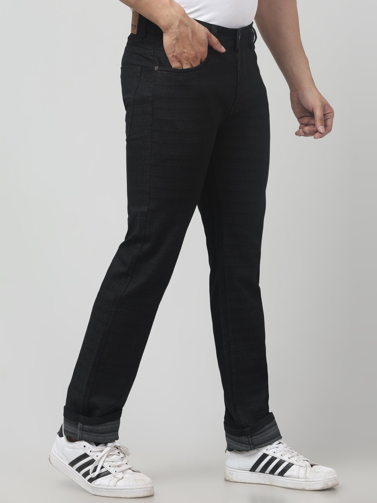 Black Regular Fit Cotton Jeans