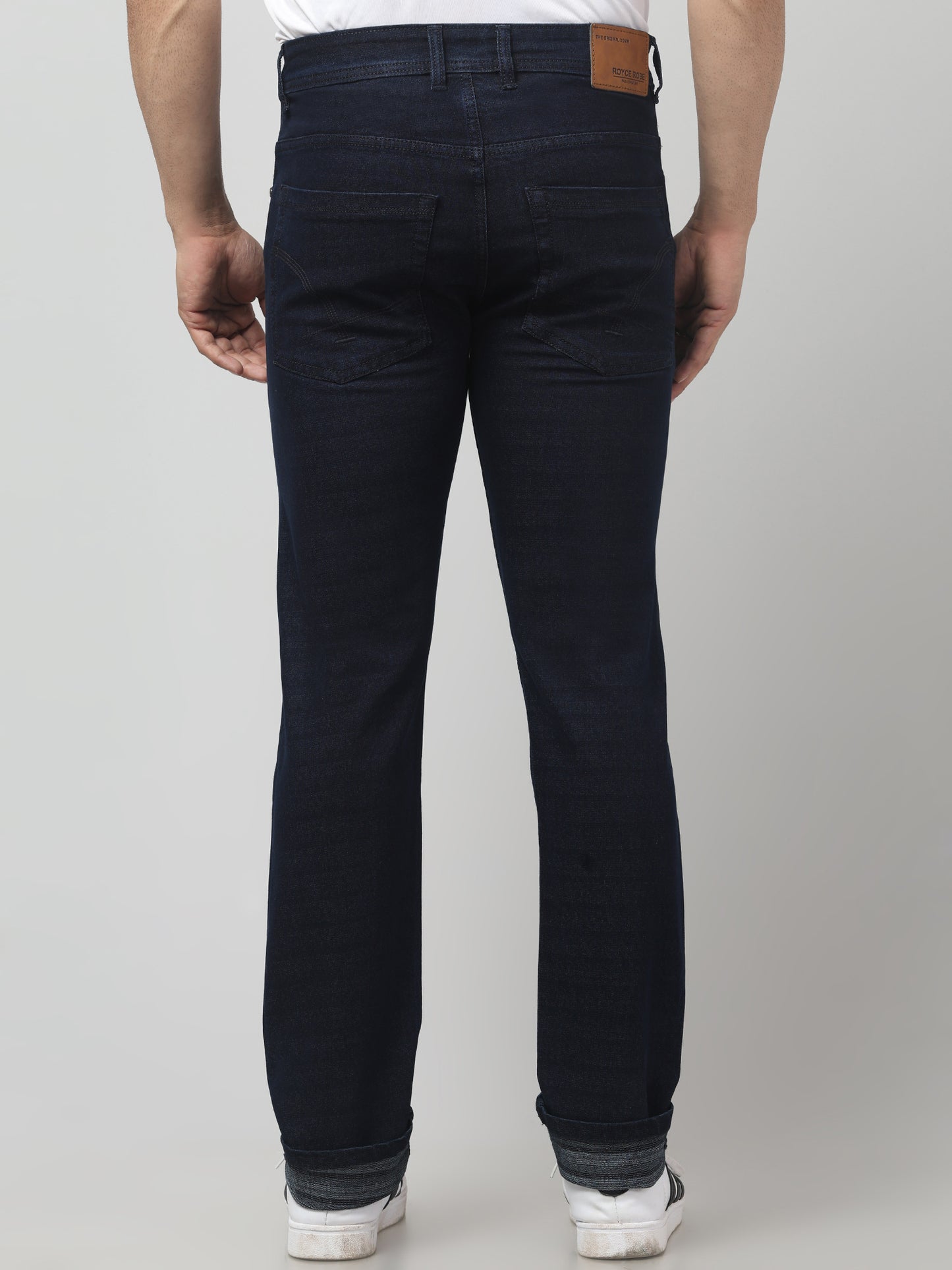Navy Blue Regular Fit Cotton Jeans