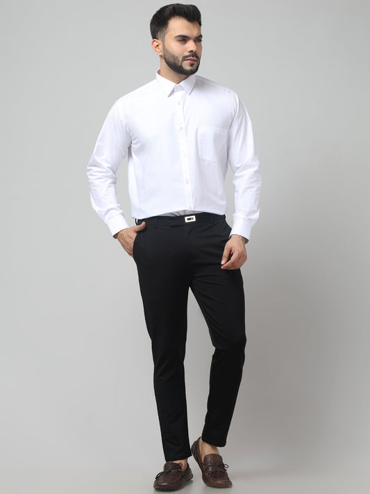 Men's Formal White Solid Print Full Sleeve Shirt