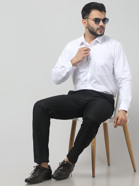Men's Black Solid Regular Fit Formal Trouser