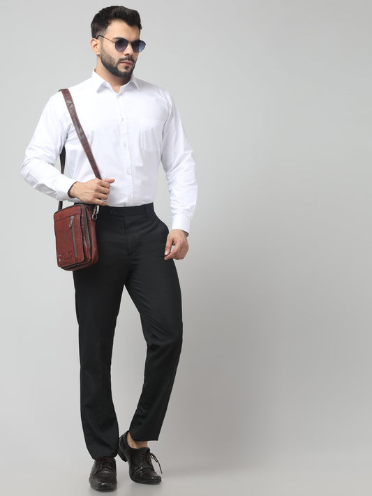 Men's Black Solid Regular Fit Formal Trouser