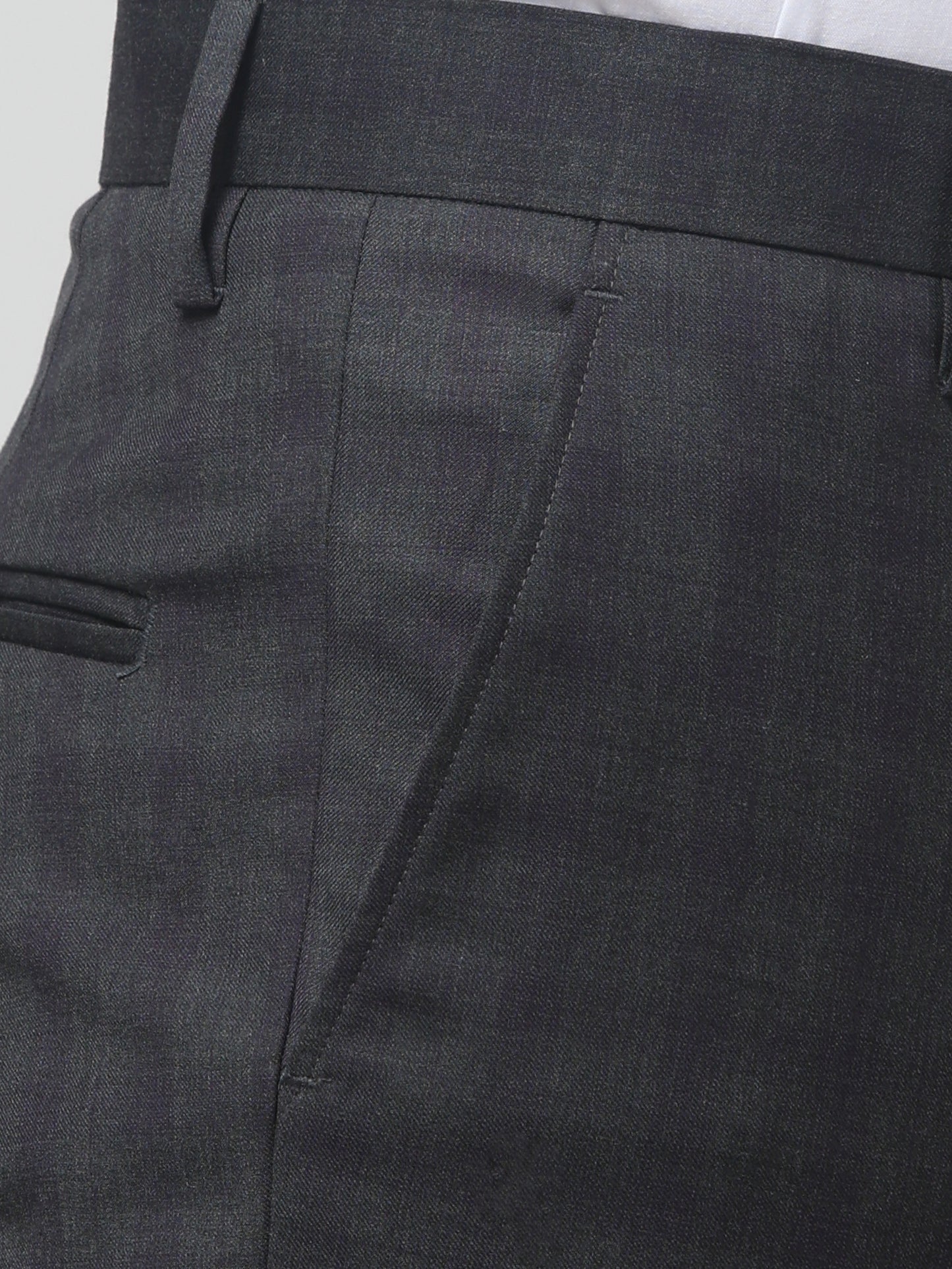 Men's Grey Checked Regular Fit Formal Trouser