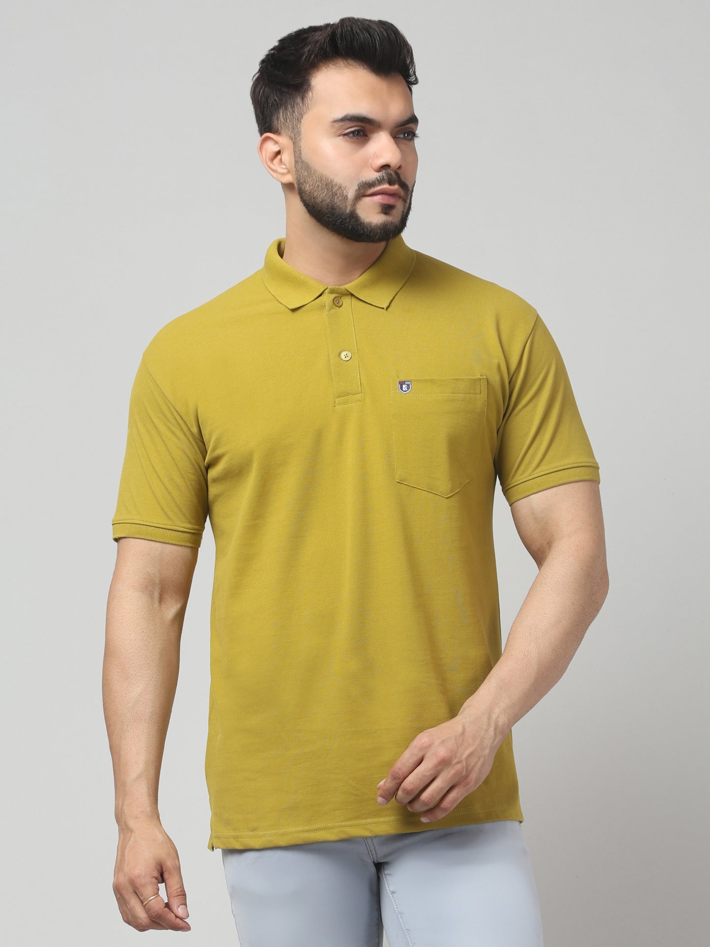 Men's Yellow Polo Neck Half Sleeve T-Shirt