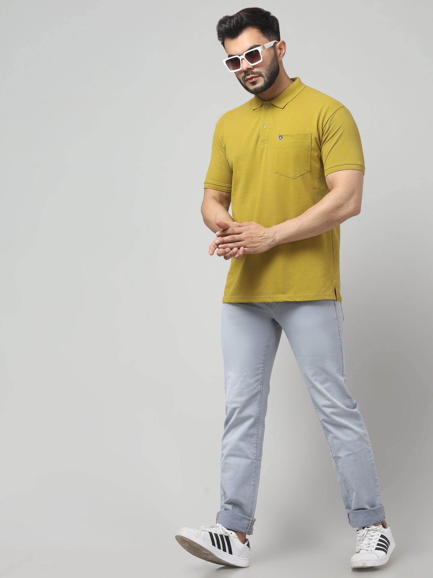 Men's Yellow Polo Neck Half Sleeve T-Shirt