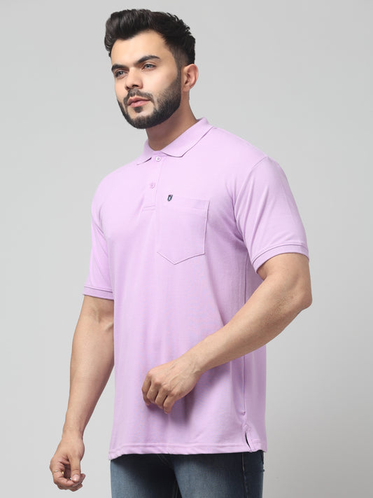 Men's Purple Polo Neck Half Sleeve T-Shirt
