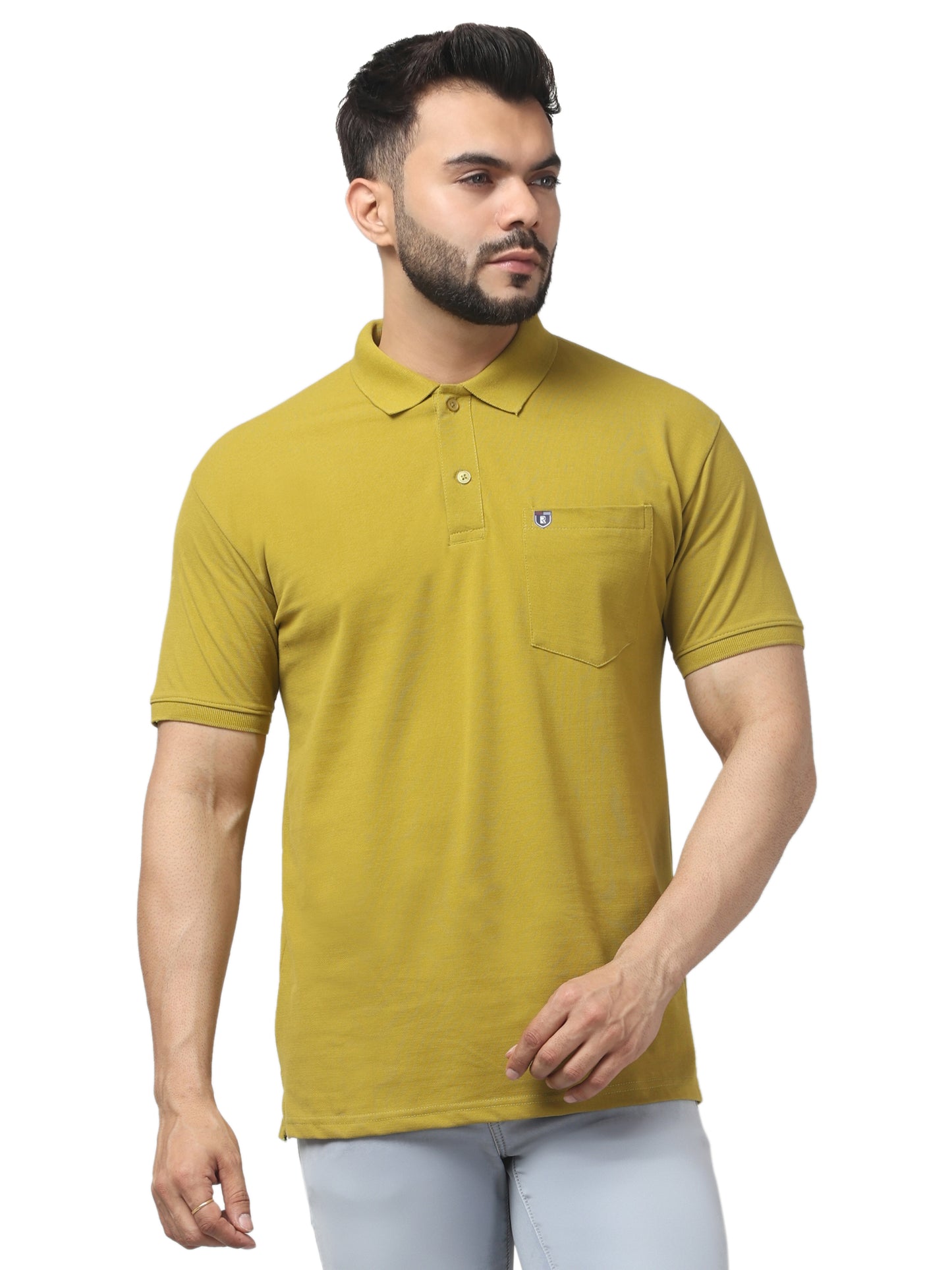 Men's Yellow Polo Neck Half Sleeve T-Shirt
