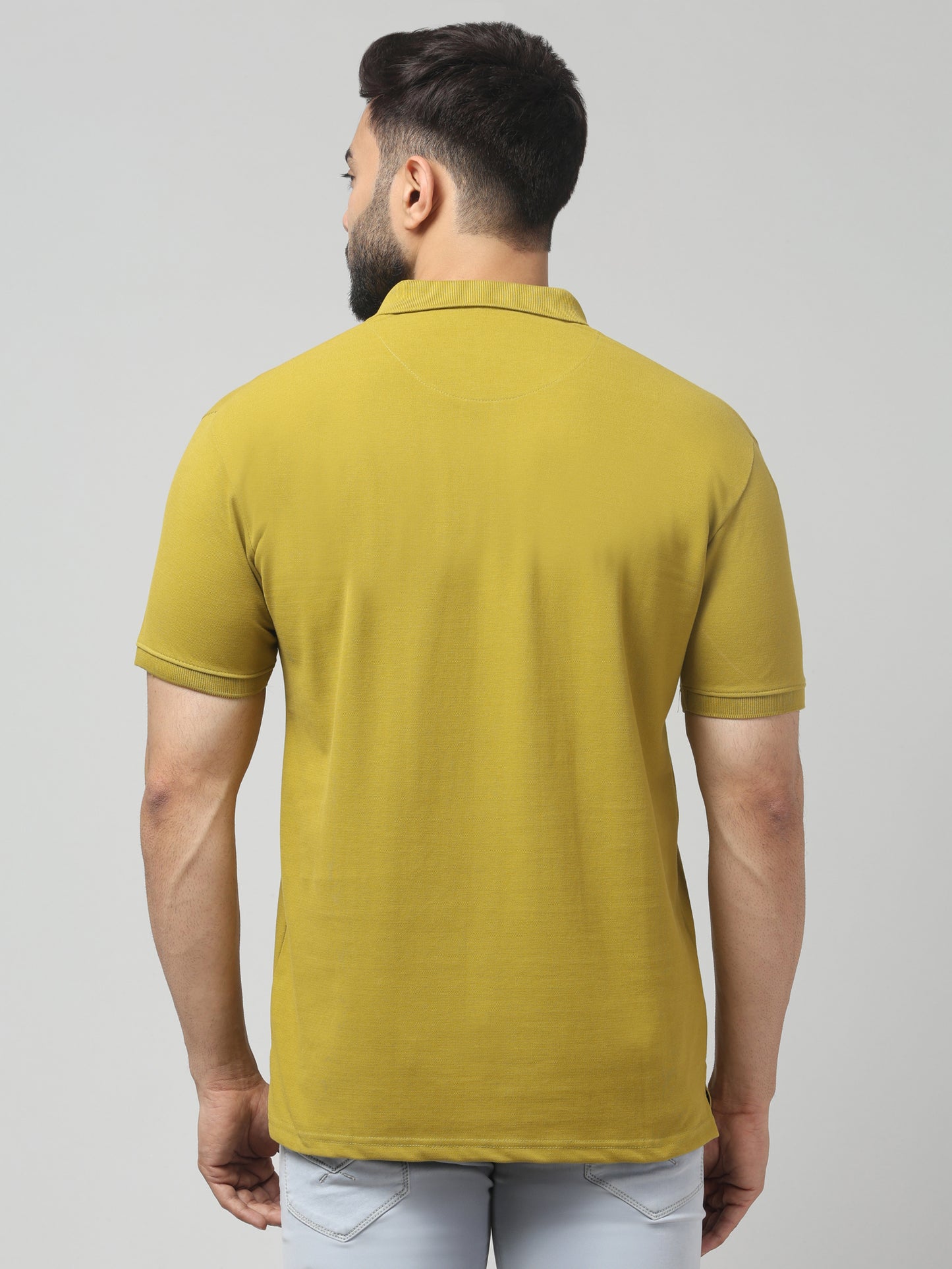 Men's Yellow Polo Neck Half Sleeve T-Shirt