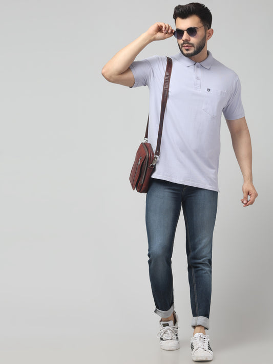 Men's White Polo Neck Half Sleeve T-Shirt