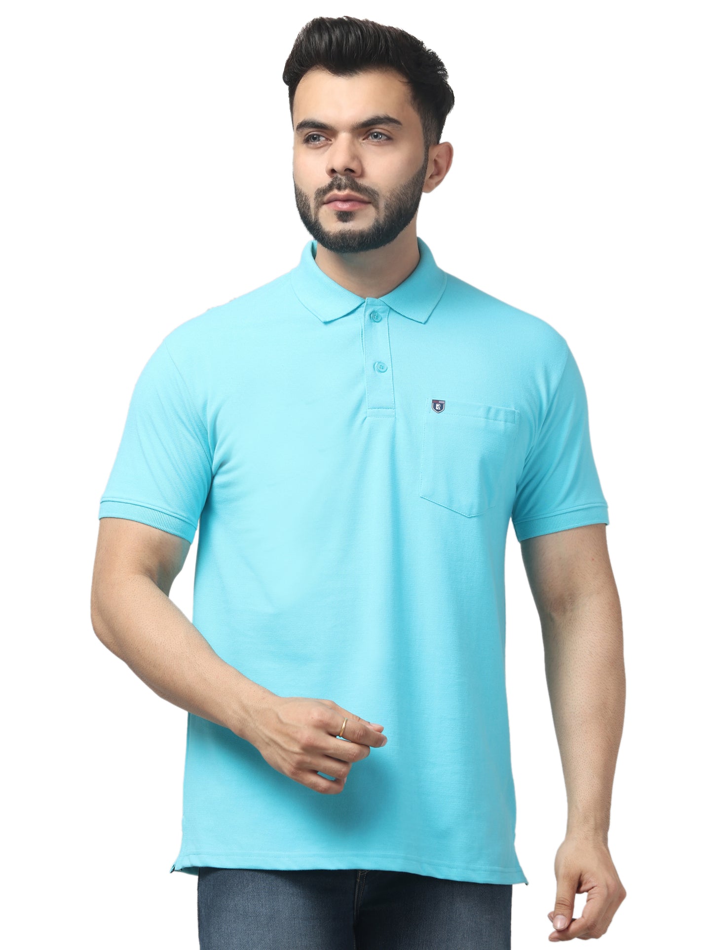 Men's Firozi Polo Neck Half Sleeve T-Shirt