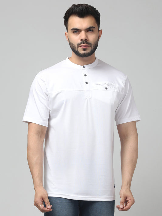 Men's White Round Neck Half Sleeve T-Shirt