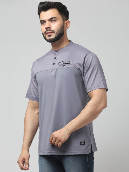 Men's Gray Round Neck Half Sleeve T-Shirt