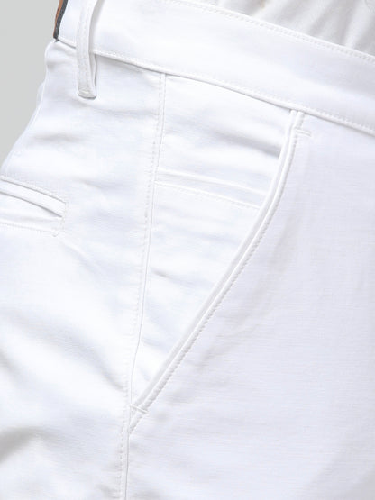 Men's White Regular Fit Casual Trouser