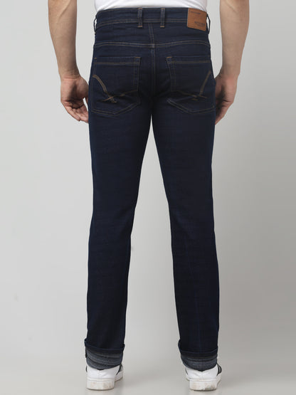 Men's Navy Blue Regular Fit Jeans