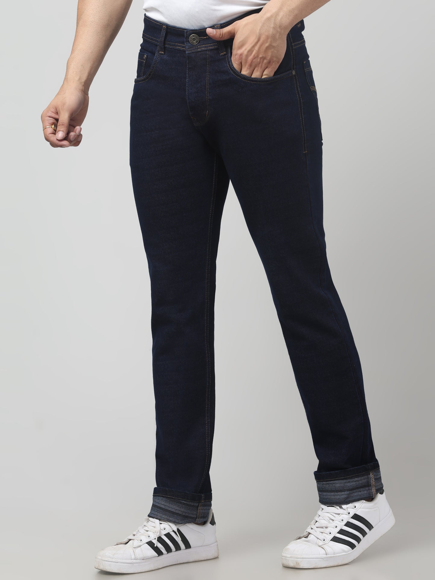 Men's Navy Blue Regular Fit Jeans
