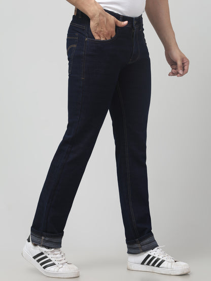 Men's Navy Blue Regular Fit Jeans