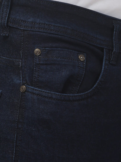 Navy Blue Regular Fit Cotton Jeans