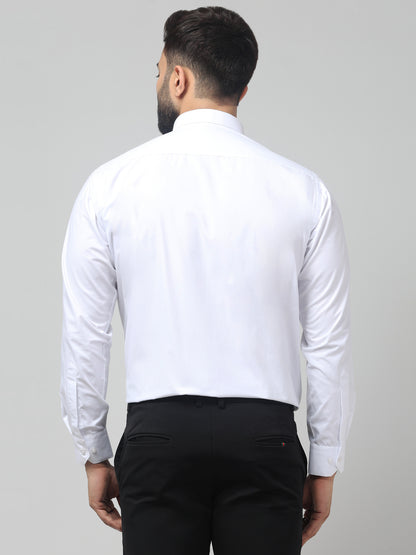 Men's Formal White Solid Print Full Sleeve Shirt