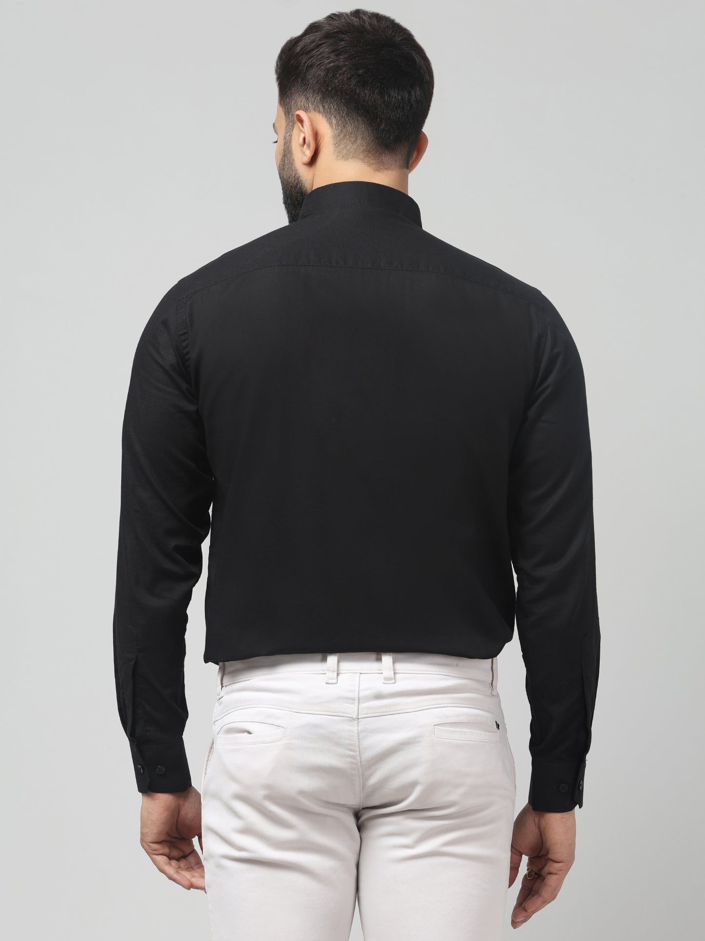 Men's Formal Black Solid Print Full Sleeve Shirt