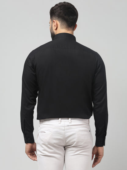 Men's Formal Black Solid Print Full Sleeve Shirt