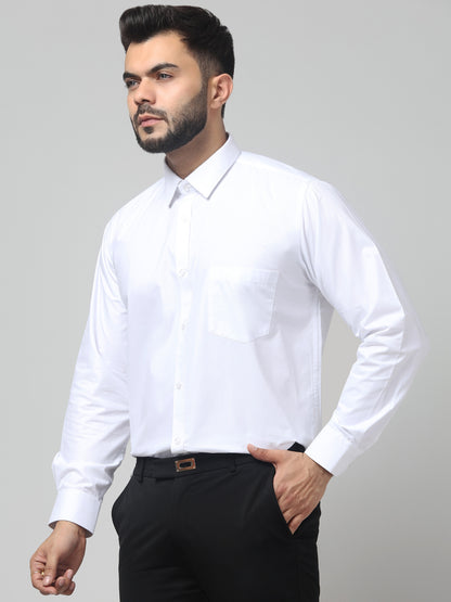 Men's Formal White Solid Print Full Sleeve Shirt