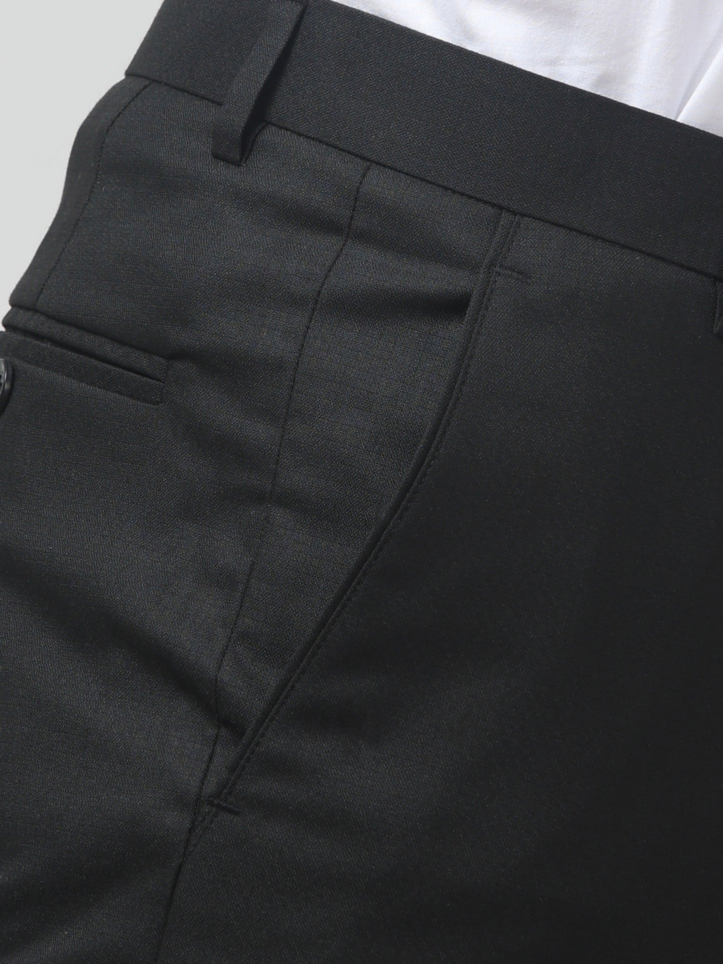 Men's Black Solid Regular Fit Formal Trouser