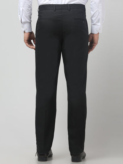 Men's Black Solid Regular Fit Formal Trouser