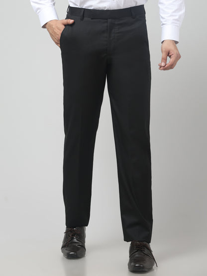 Men's Black Solid Regular Fit Formal Trouser