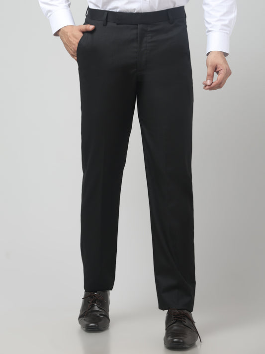 Men's Black Solid Regular Fit Formal Trouser