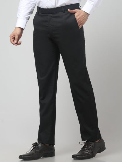 Men's Black Solid Regular Fit Formal Trouser