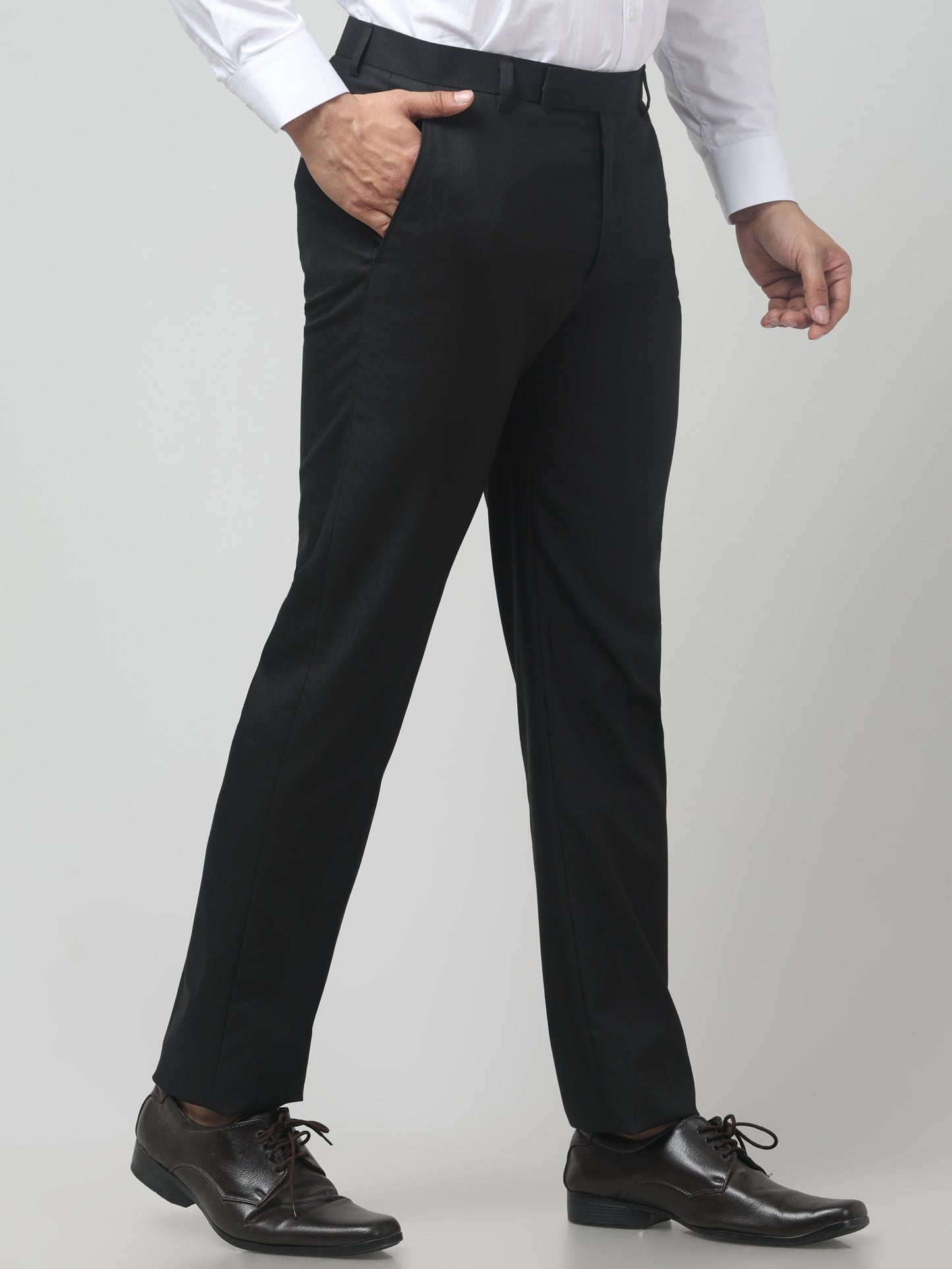 Men's Black Solid Regular Fit Formal Trouser