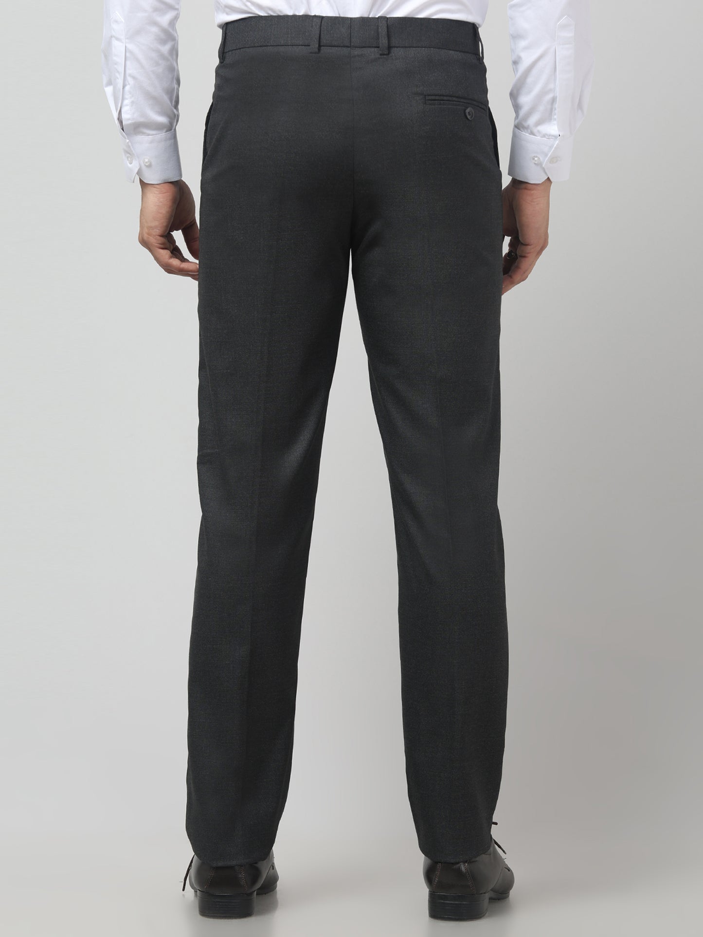 Men's Grey Solid Regular Fit Formal Trouser