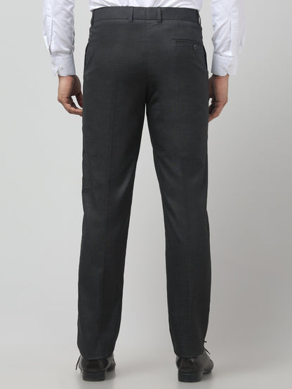 Men's Grey Solid Regular Fit Formal Trouser