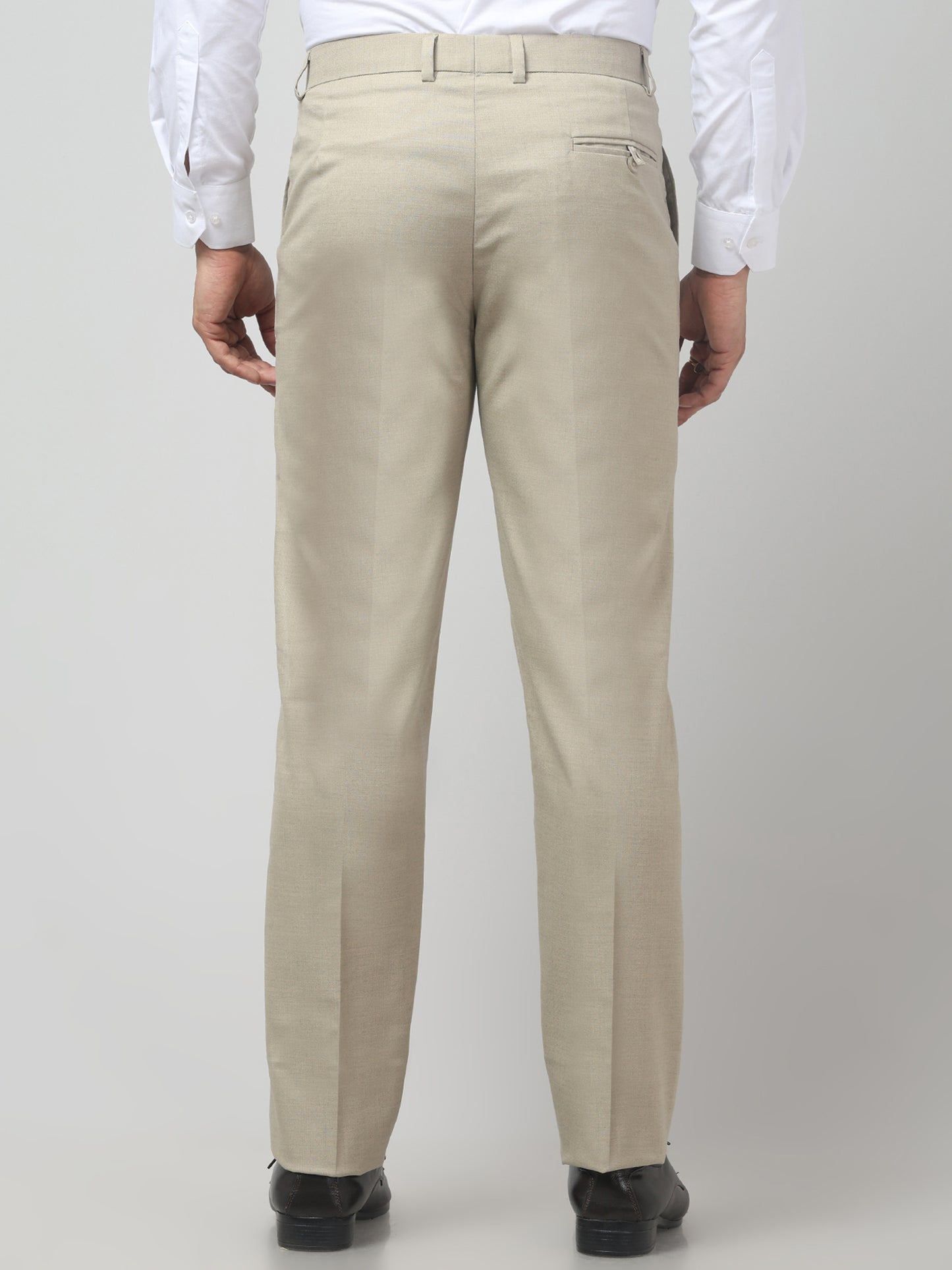 Men's Light Gray Self Design Regular Fit Formal Trouser