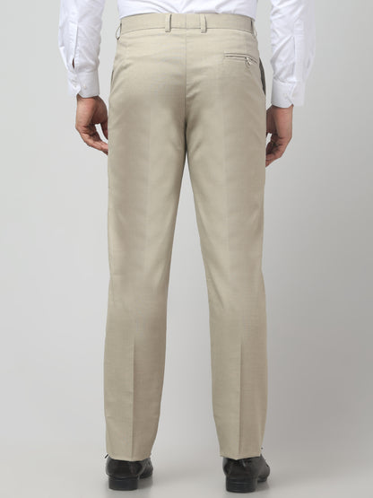 Men's Light Gray Self Design Regular Fit Formal Trouser