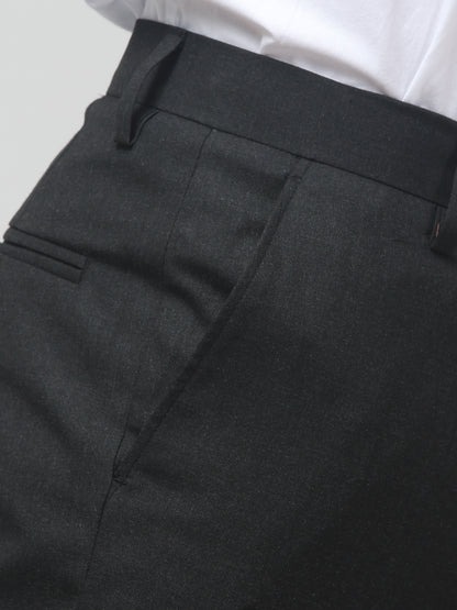Men's Black Solid Regular Fit Formal Trouser