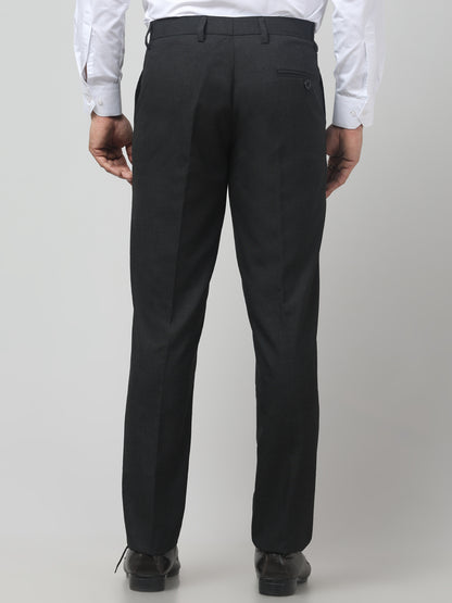 Men's Black Solid Regular Fit Formal Trouser