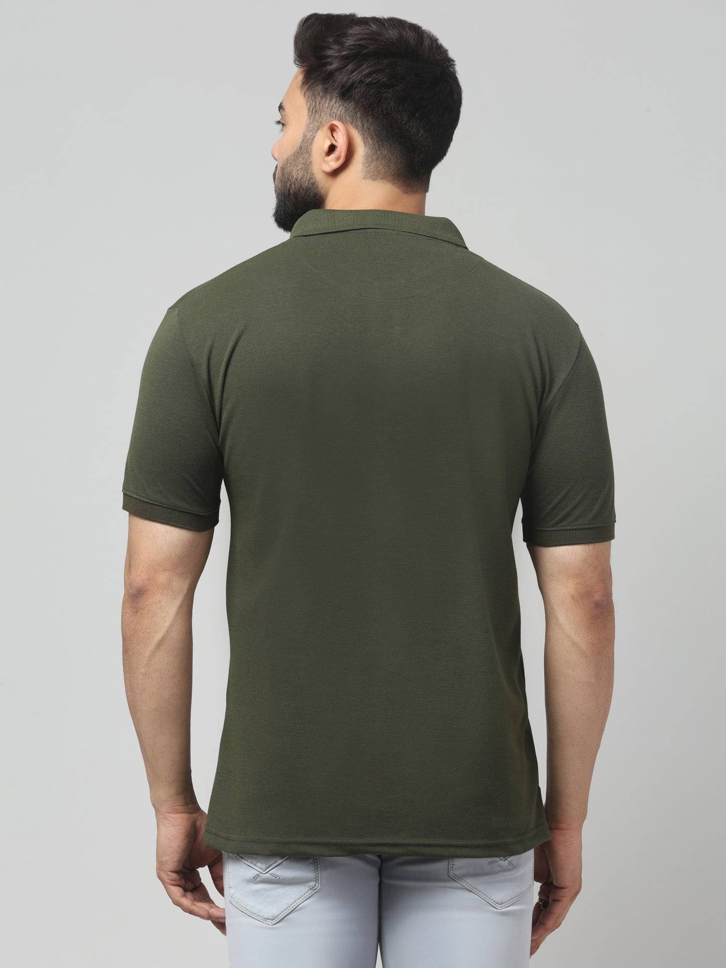Men's Green Polo Neck Half Sleeve T-Shirt