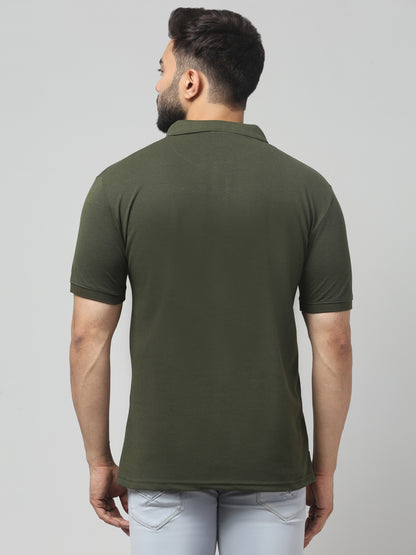Men's Green Polo Neck Half Sleeve T-Shirt