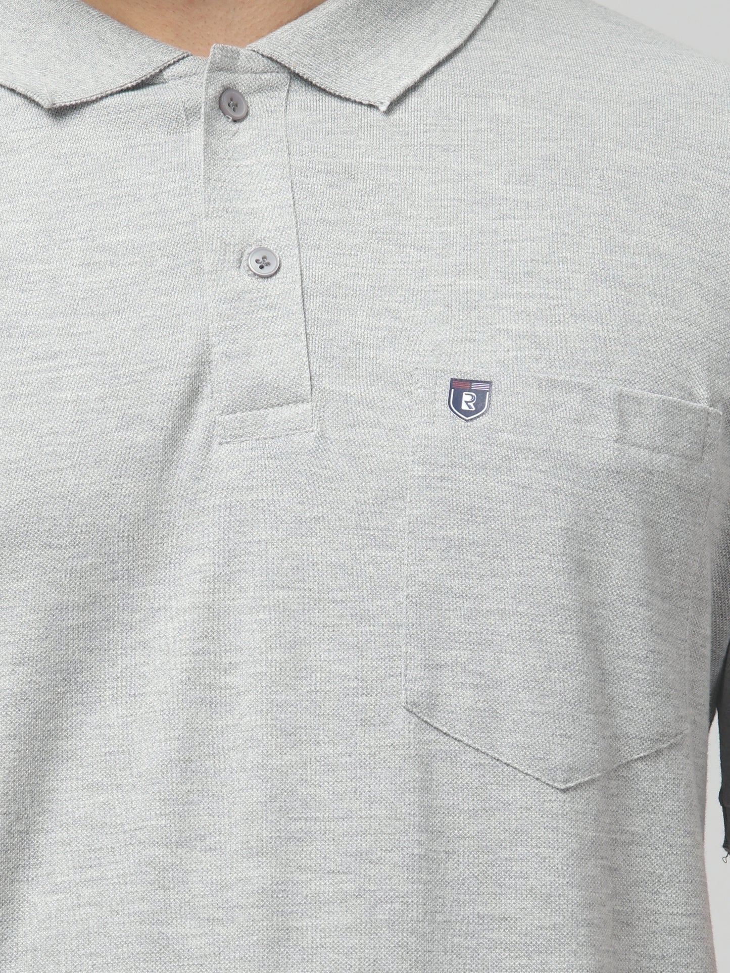Men's Light Gray Polo Neck Half Sleeve T-Shirt
