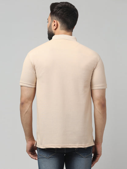 Men's Light Pink Polo Neck Half Sleeve T-Shirt