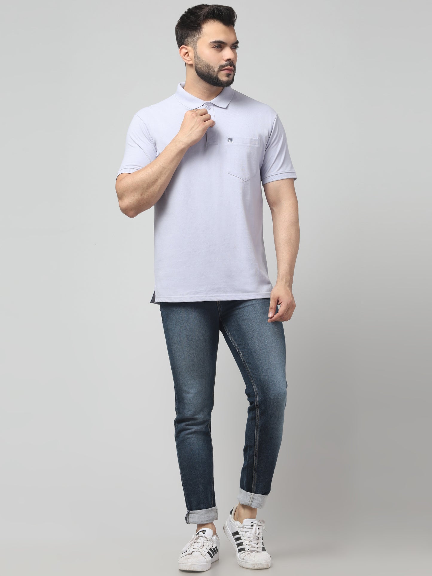 Men's White Polo Neck Half Sleeve T-Shirt