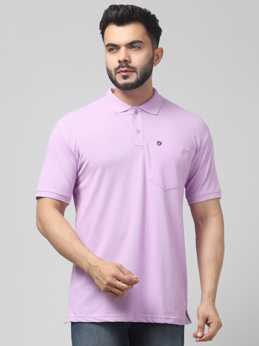 Men's Purple Polo Neck Half Sleeve T-Shirt