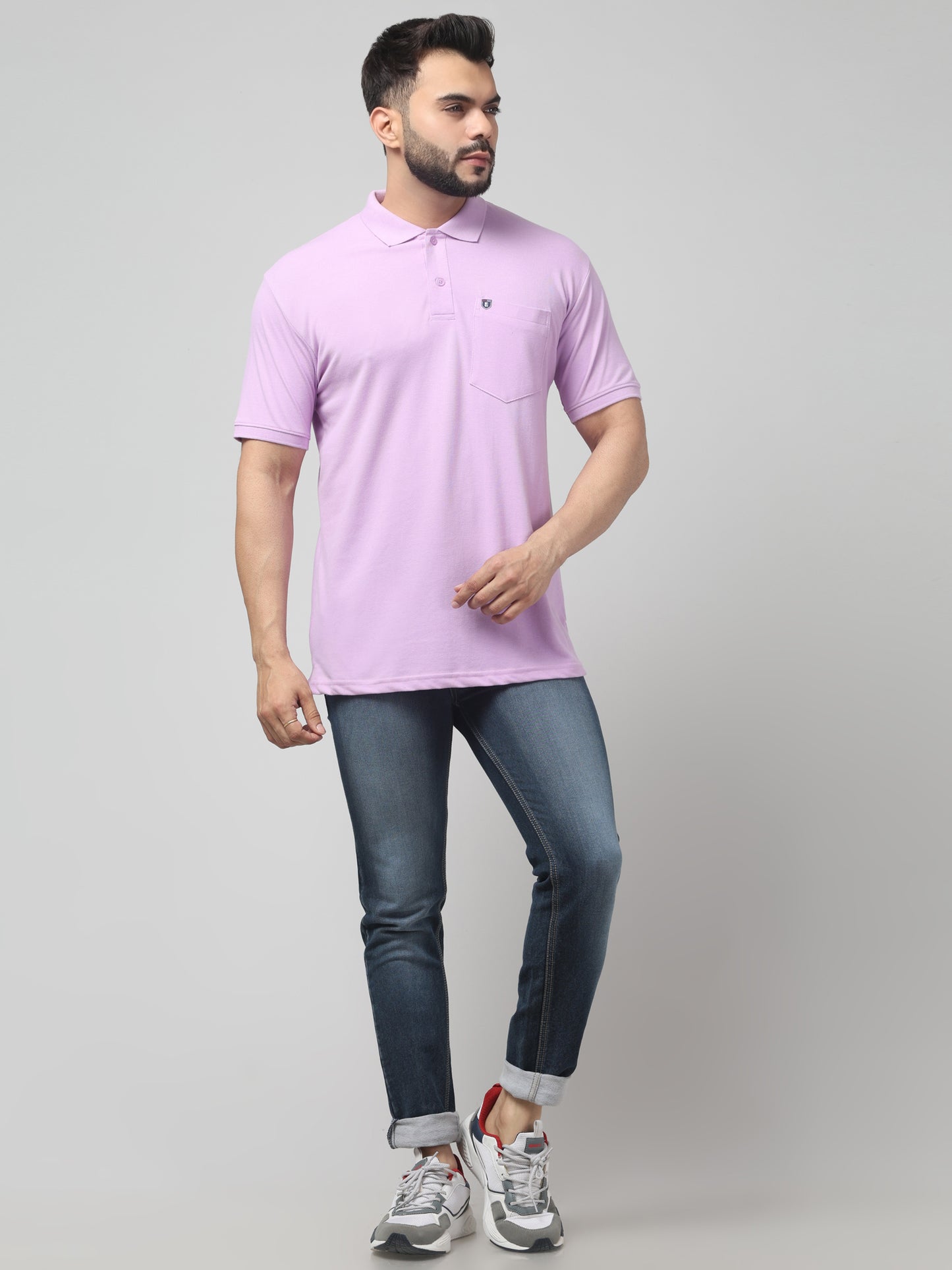 Men's Purple Polo Neck Half Sleeve T-Shirt