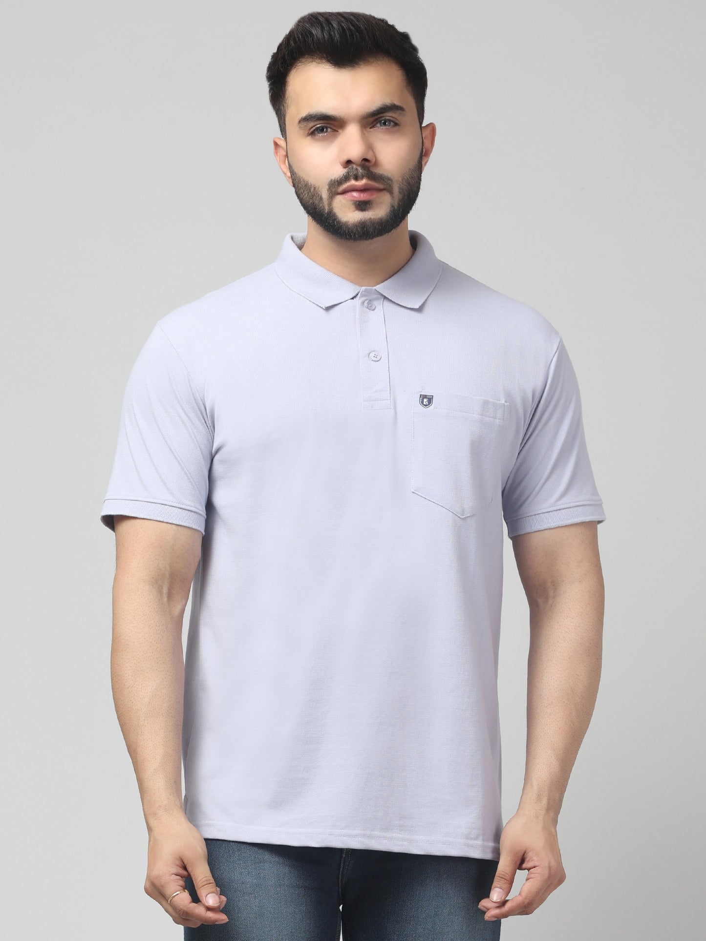 Men's White Polo Neck Half Sleeve T-Shirt