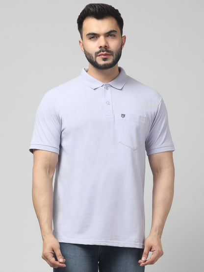 Men's White Polo Neck Half Sleeve T-Shirt